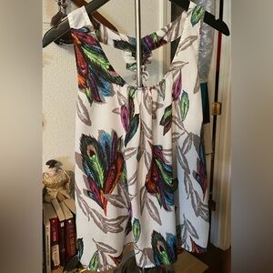 Colorful Feather Print Simmer Halter Top